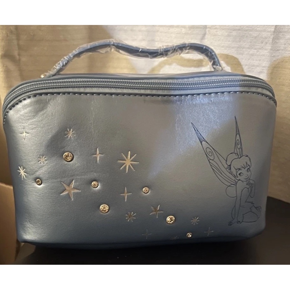 Disney Blue Tinkerbell Sparkle Cosmetic Bag